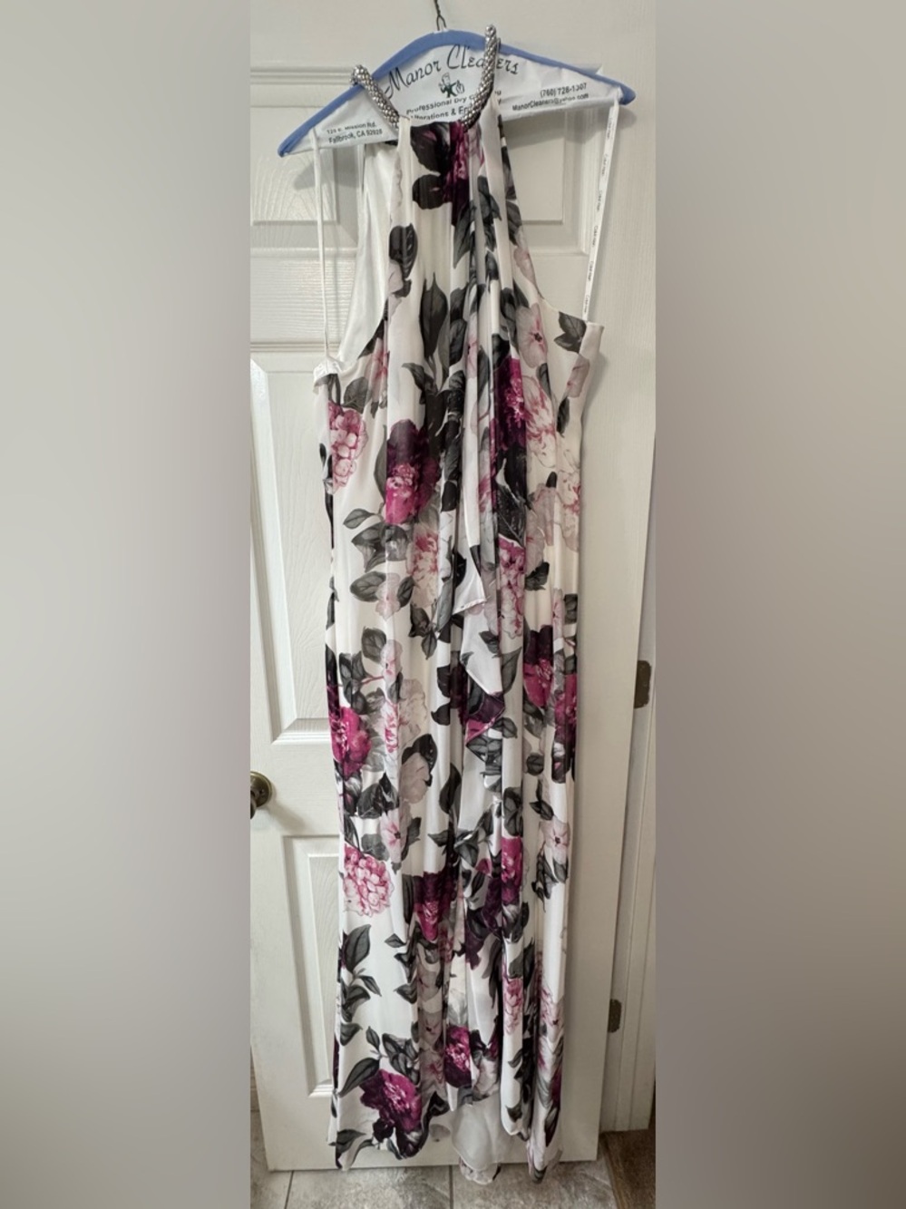 Calvin Klein White Maxi Skirt with Pink Floral Print